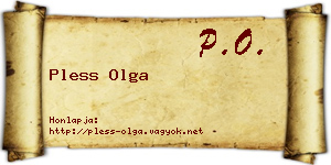 Pless Olga névjegykártya